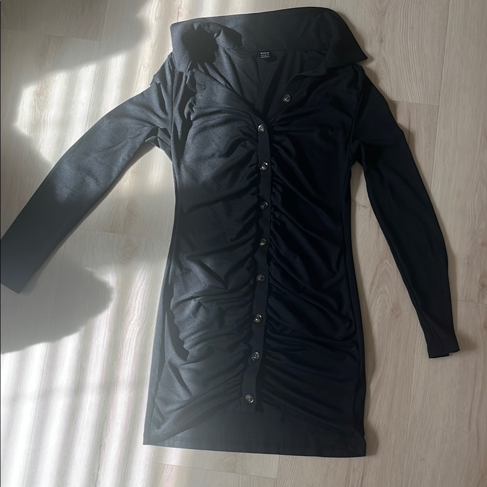 Elegant Black Button-Up Dress